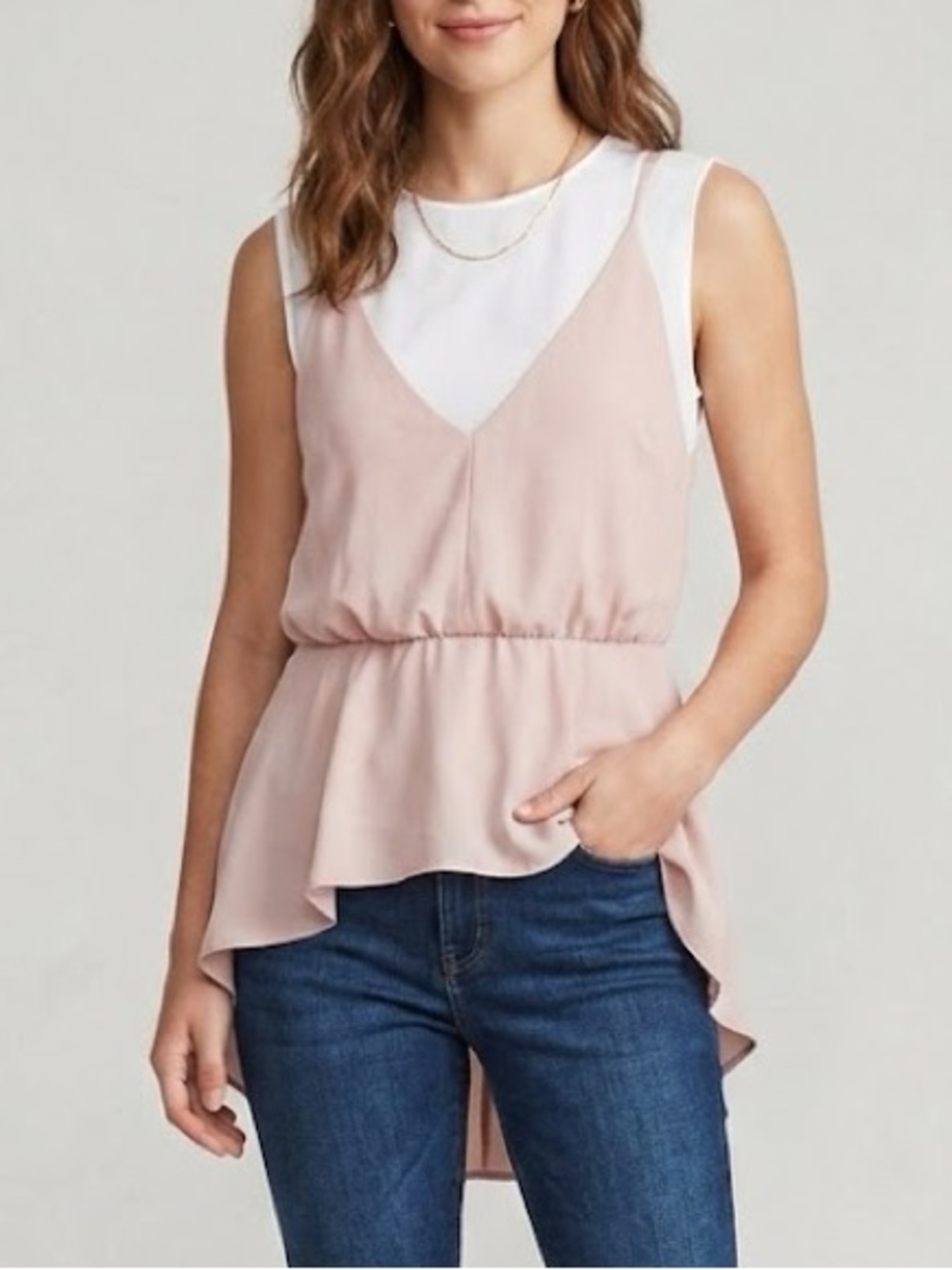 BCBG Double Layer Sleeveless Blouse